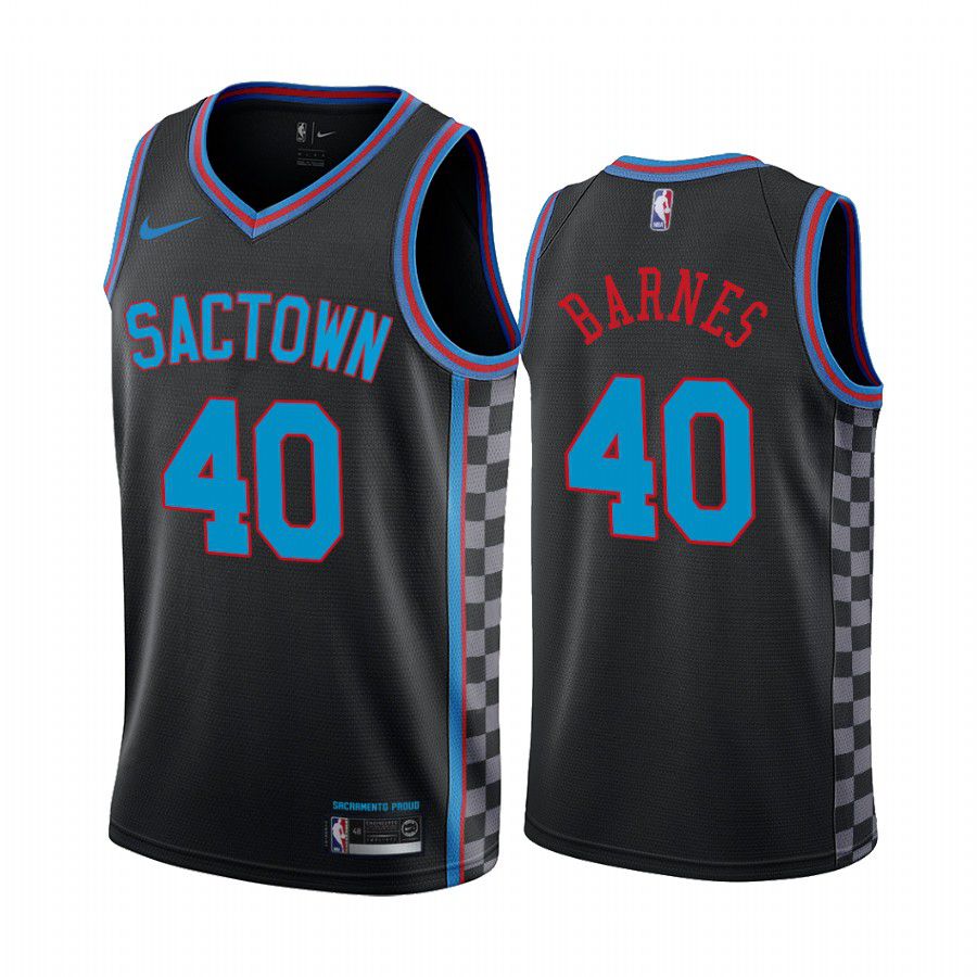 Men Sacramento Kings #40 harrison barnes black city edition sactown 2020 nba jersey